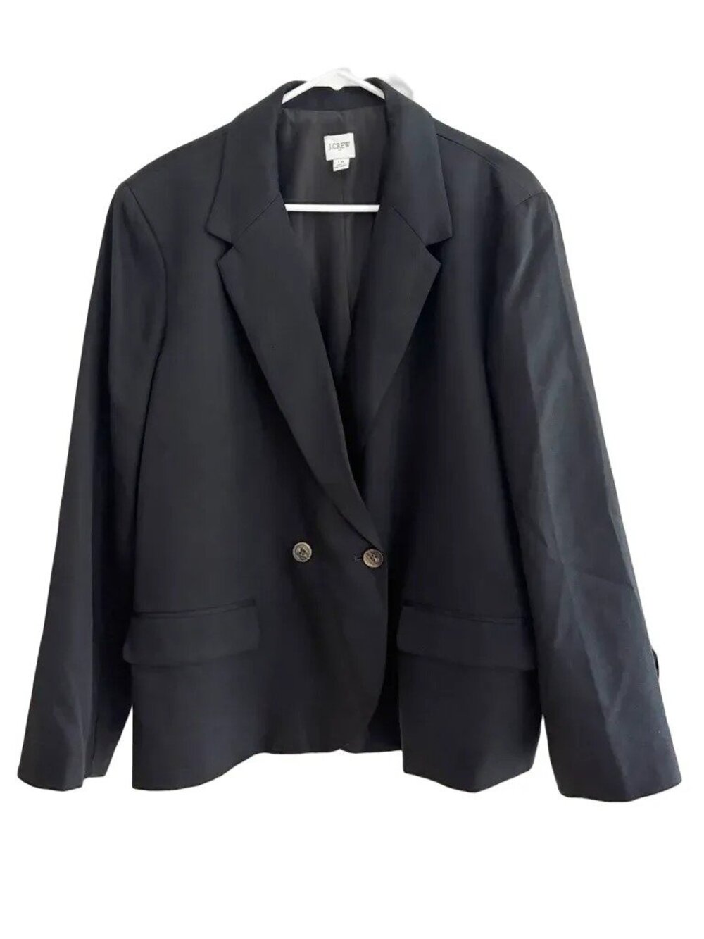 NEW J.CREW Drapey Twill Double Breasted Blazer in Black SZ 18